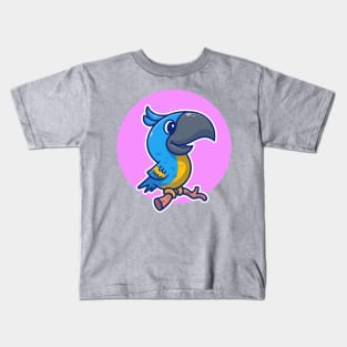 Cute Toucan Bird on Branch Cartoon Kids T-Shirt